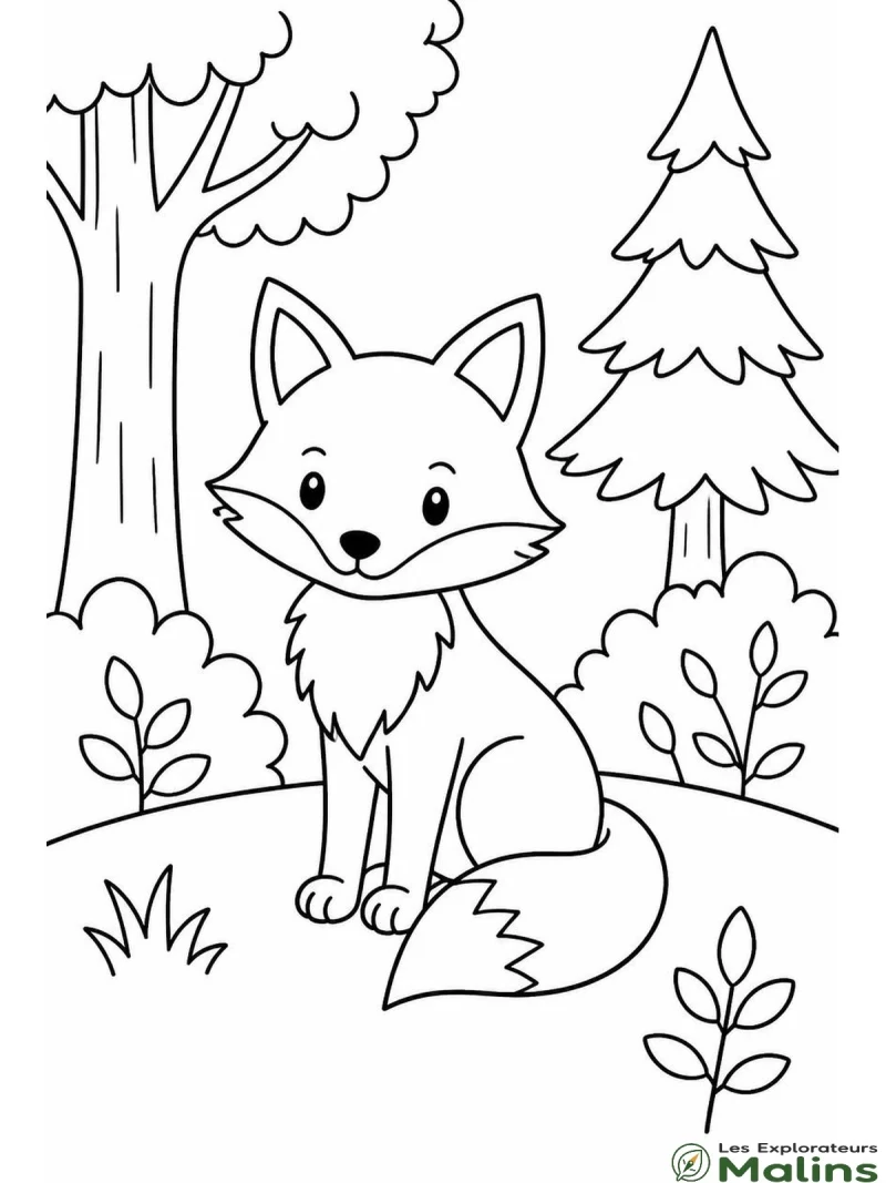 Coloriage renard facile à imprimer