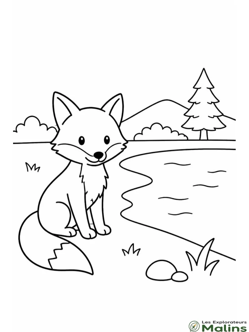 Coloriage renard facile et gratuit à imprimer